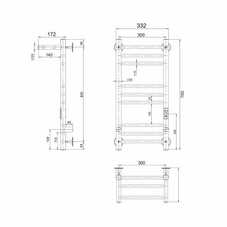 Полотенцесушитель электрический Indigo Line Trinity LСLTE70-30PBRRt с полкой 70x30 см чёрный муар